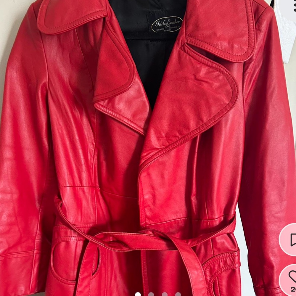 Real Leather Red Coat